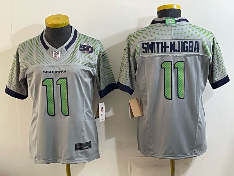 Youth Seattle Seahawks #11 Smith-Njigba Grey 5th generations 2026 Nike Limited NFL Jersey style 02->youth nfl jersey->Youth Jersey
